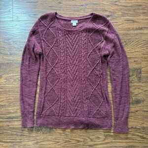 Mossimo Supply Co. Maroon Cable Knit Sweater Size Small